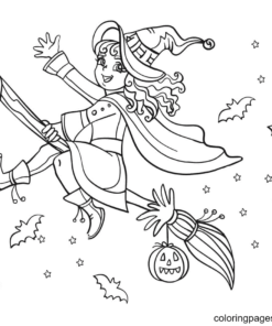 Halloween Witch Coloring Pages Printable for Free Download