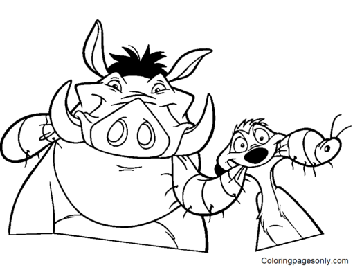 Timon and Pumbaa Coloring Pages Printable for Free Download