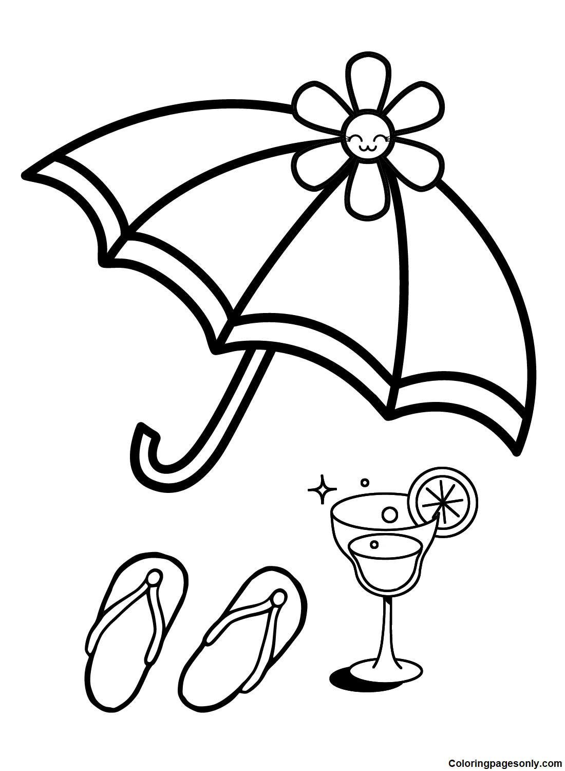 beach umbrella coloring page