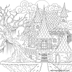 Haunted House Coloring Pages Printable for Free Download