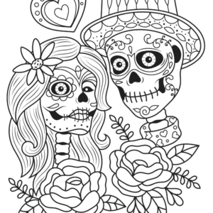 dia de los muertos couple coloring pages