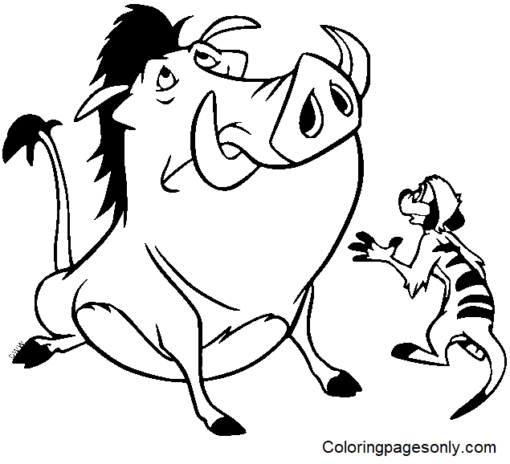 Timon and Pumbaa Coloring Pages Printable for Free Download