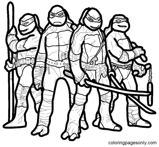 Ninja Turtles Coloring Pages Printable for Free Download