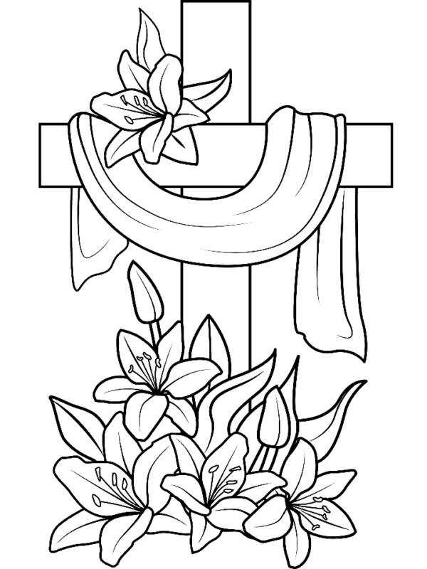 Easter Cross Coloring Pages Printable for Free Download