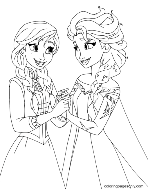 Elsa and Anna Coloring Pages Printable for Free Download