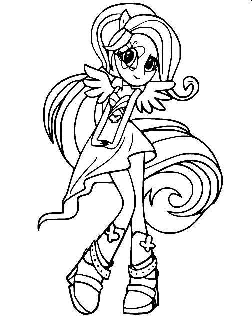 fluttershy human coloring page