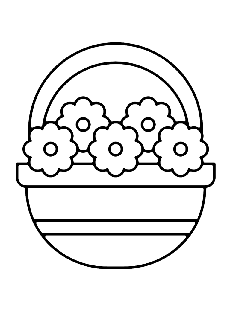 Flower Basket Coloring Pages Printable for Free Download