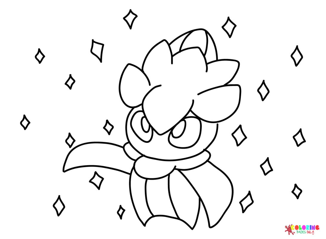 fomantis coloring page template pokemon