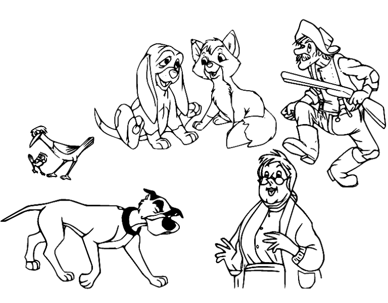 Fox and the Hound Coloring Pages Printable for Free Download