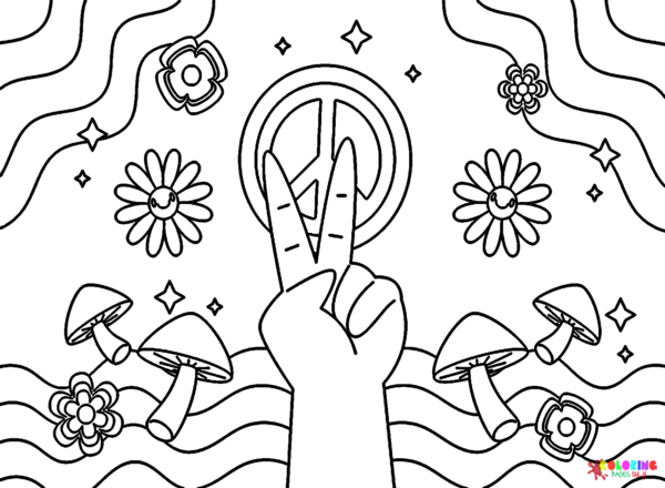 Hippie Coloring Pages Printable for Free Download