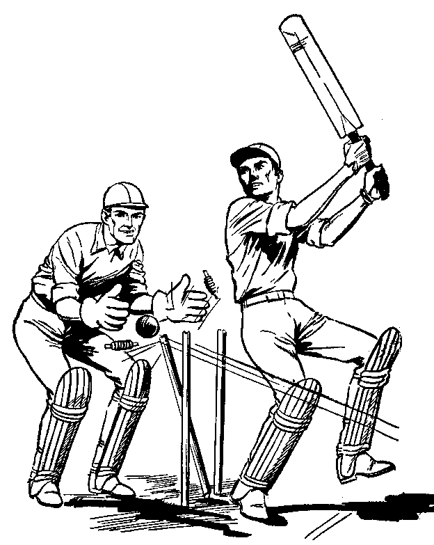 Cricket game drawing Cut Out Stock Images & Pictures - Alamy