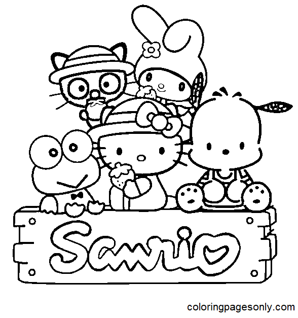 Sanrio Characters Coloring Book Black Version 16 pages
