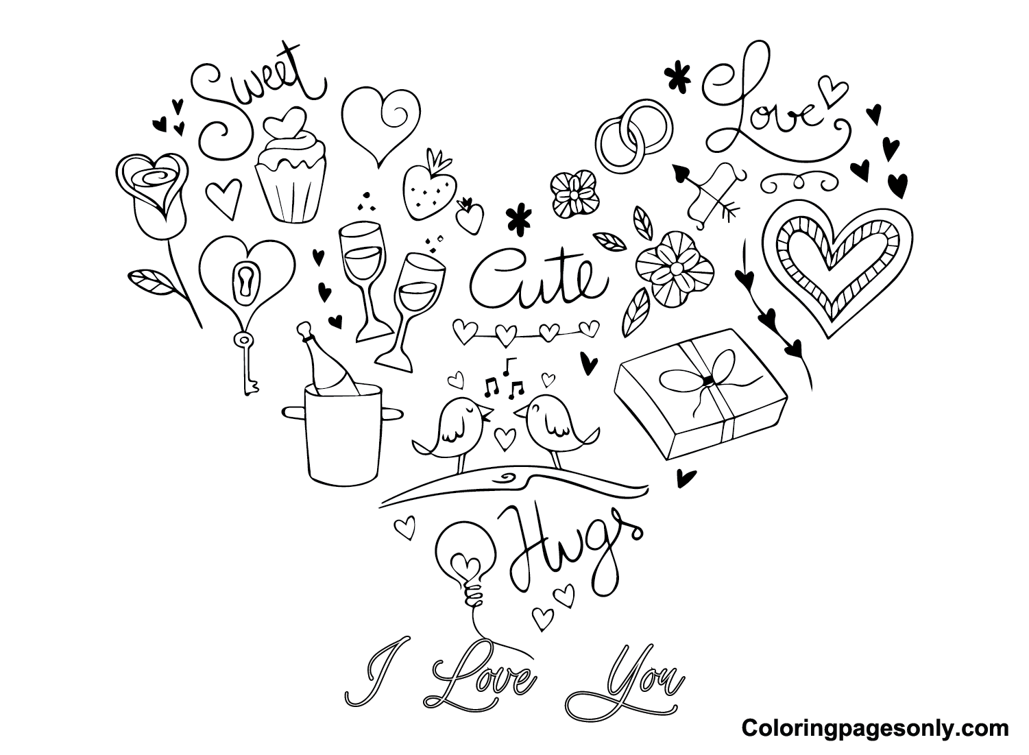 Valentines Day Cards Coloring Pages Printable for Free Download