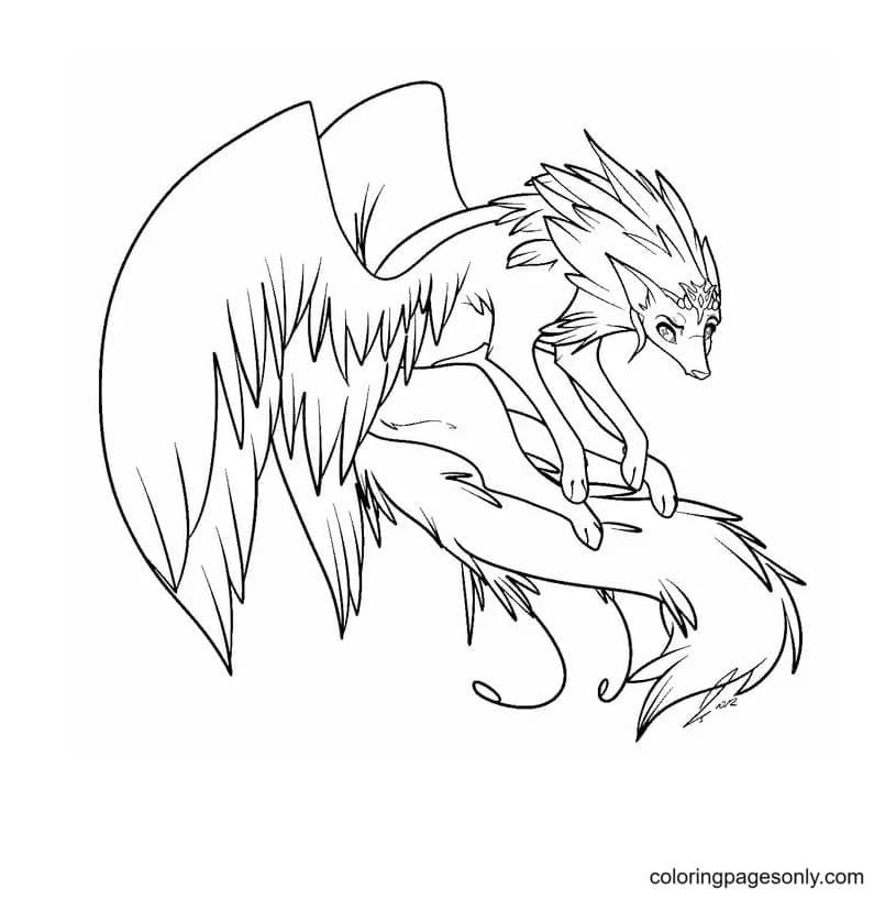 drawings of wolves howling with wings