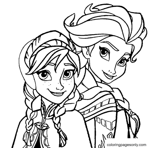 Elsa and Anna Coloring Pages Printable for Free Download