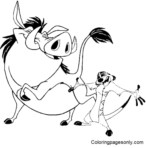 Timon and Pumbaa Coloring Pages Printable for Free Download
