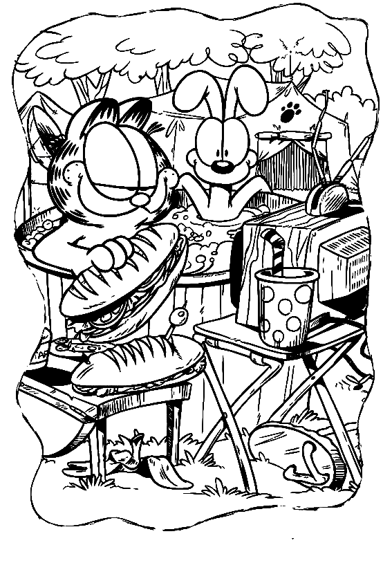 garfeild and odie coloring pages