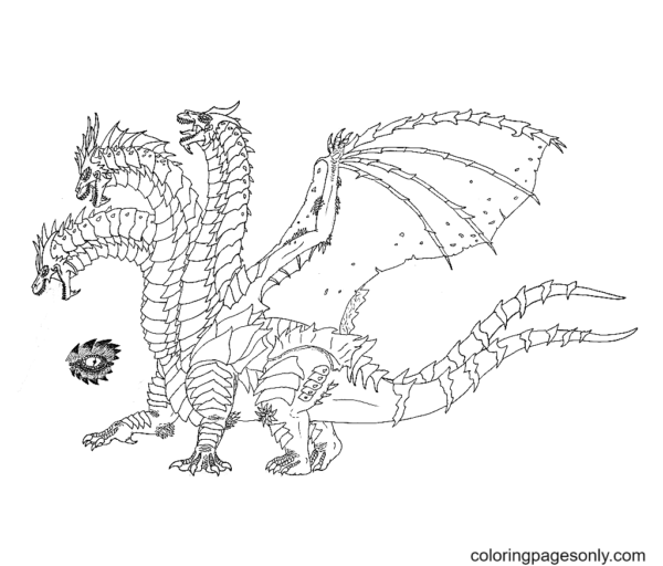 King Ghidorah Coloring Pages Printable for Free Download