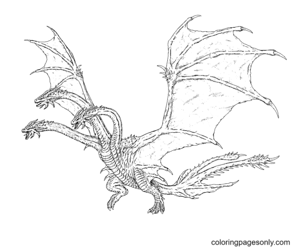 King Ghidorah Coloring Pages Printable for Free Download