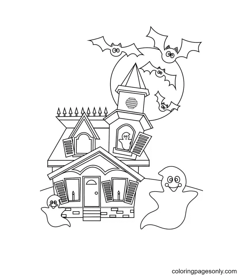 Haunted House Coloring Pages Printable for Free Download