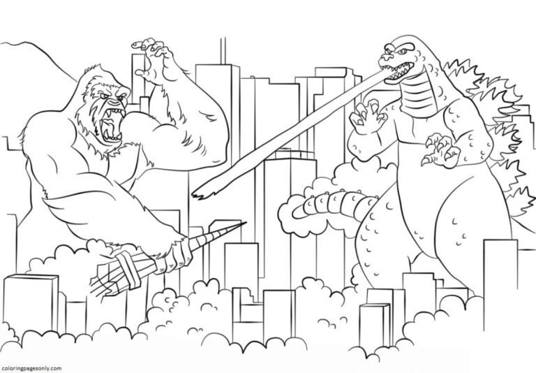 Godzilla and Kong Coloring Pages Printable for Free Download