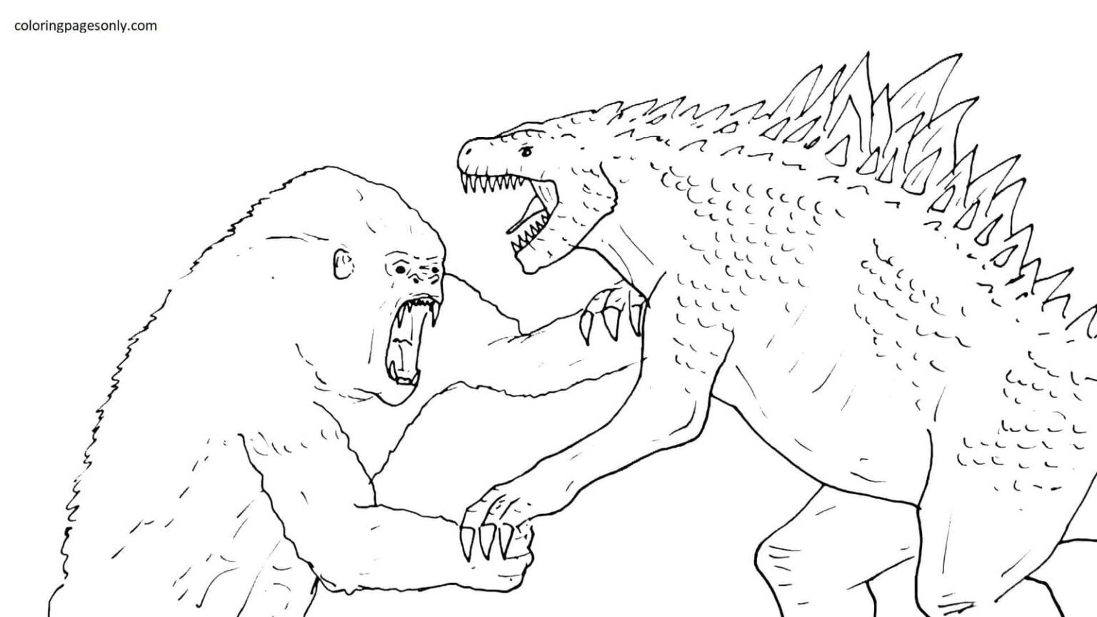 Godzilla and Kong Coloring Pages Printable for Free Download