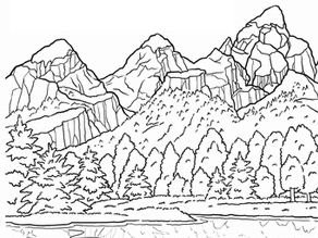 mountain range coloring page