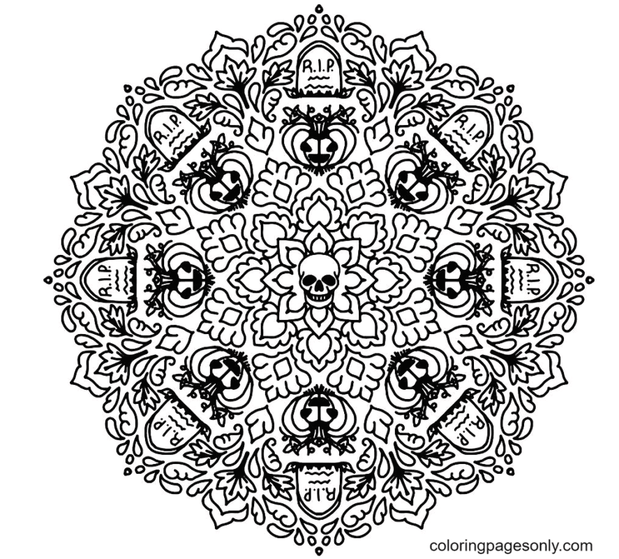 Halloween Mandala Coloring Pages Printable for Free Download