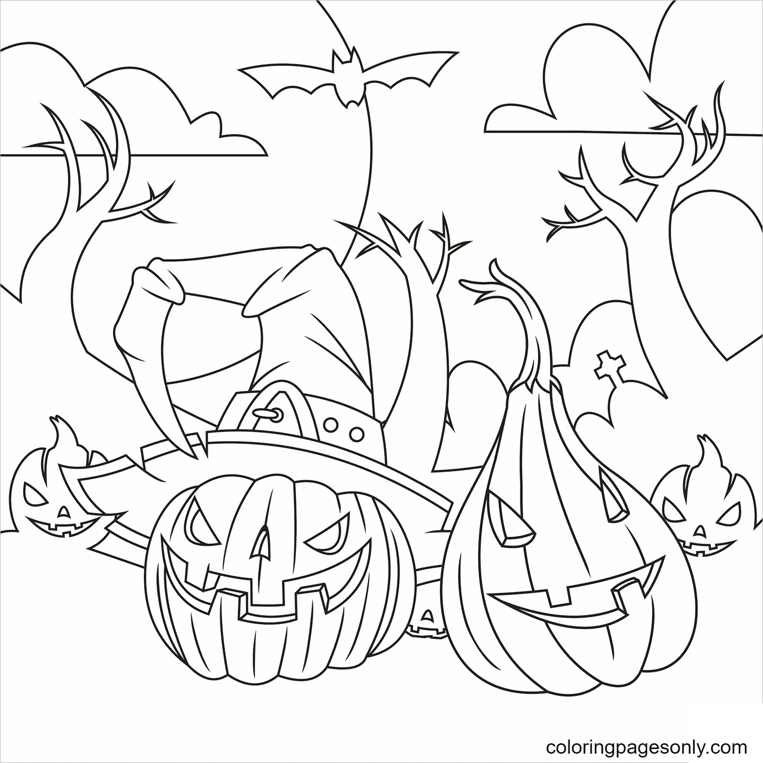 Jack O' Lantern Coloring Pages Printable for Free Download