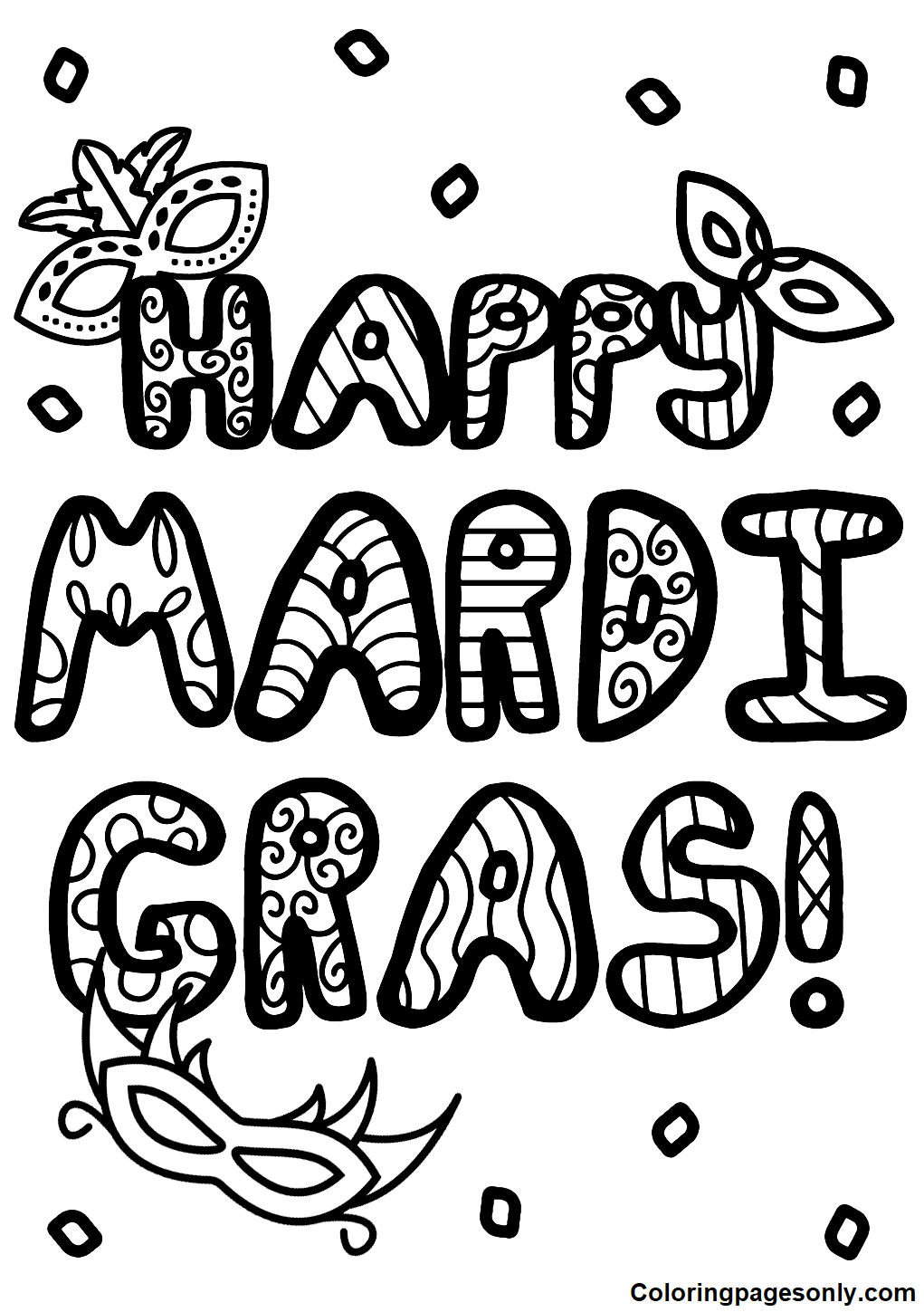 Mardi Gras Coloring Pages Printable for Free Download