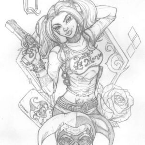 harley quinn face coloring pages