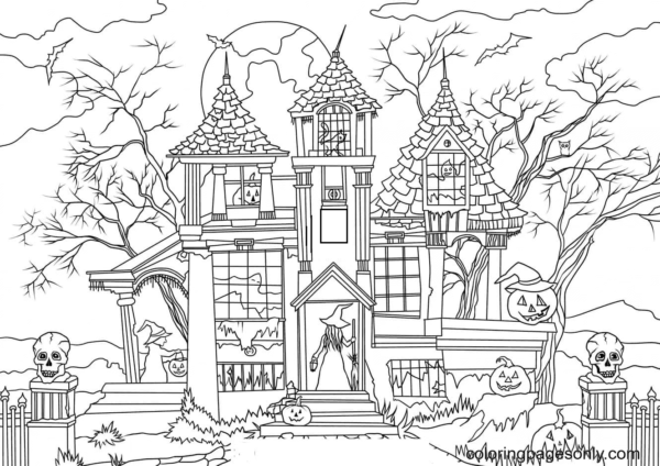 Haunted House Coloring Pages Printable for Free Download