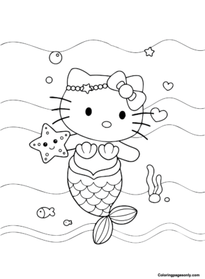 Hello Kitty Mermaid Coloring Pages Printable for Free Download