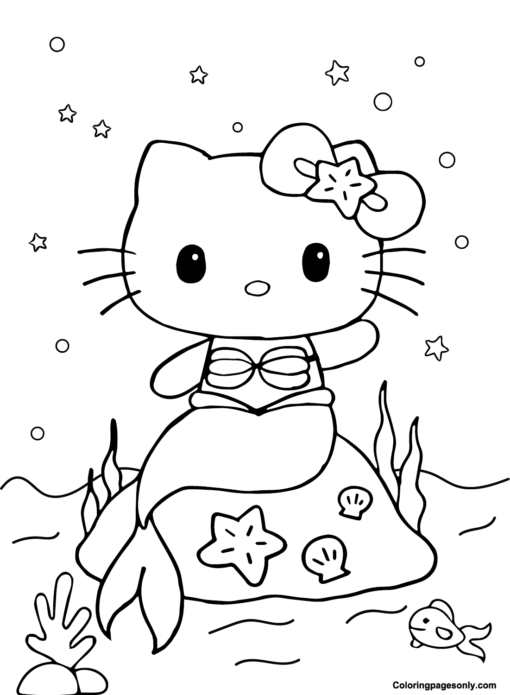 Hello Kitty Mermaid Coloring Pages Printable for Free Download