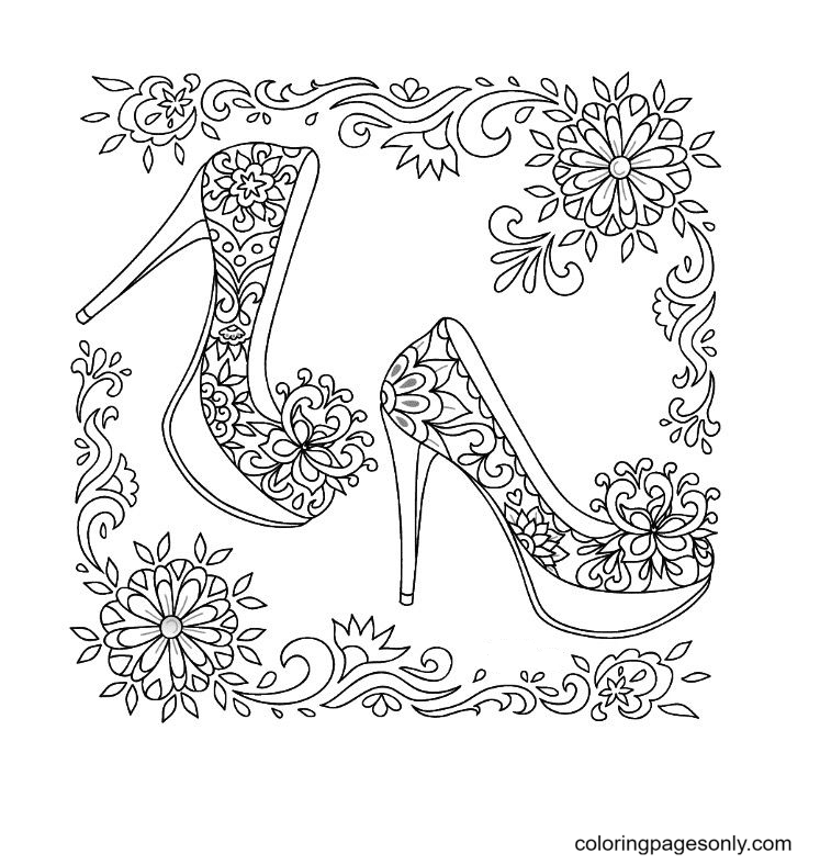 High Heel Shoe Antistress Coloring Page Stock Vector (Royalty Free)  2364214949 | Shutterstock