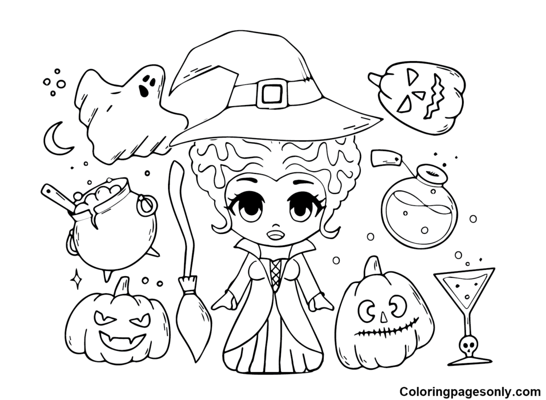 Hocus Pocus Coloring Pages Printable for Free Download