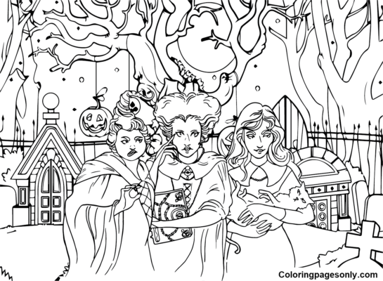 Hocus Pocus Coloring Pages Printable for Free Download