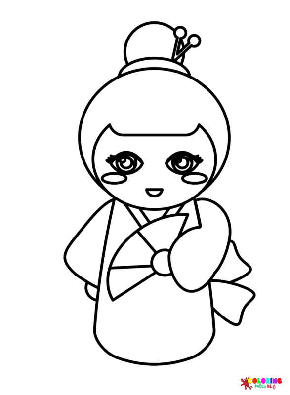 Kokeshi Doll Coloring Pages Printable for Free Download