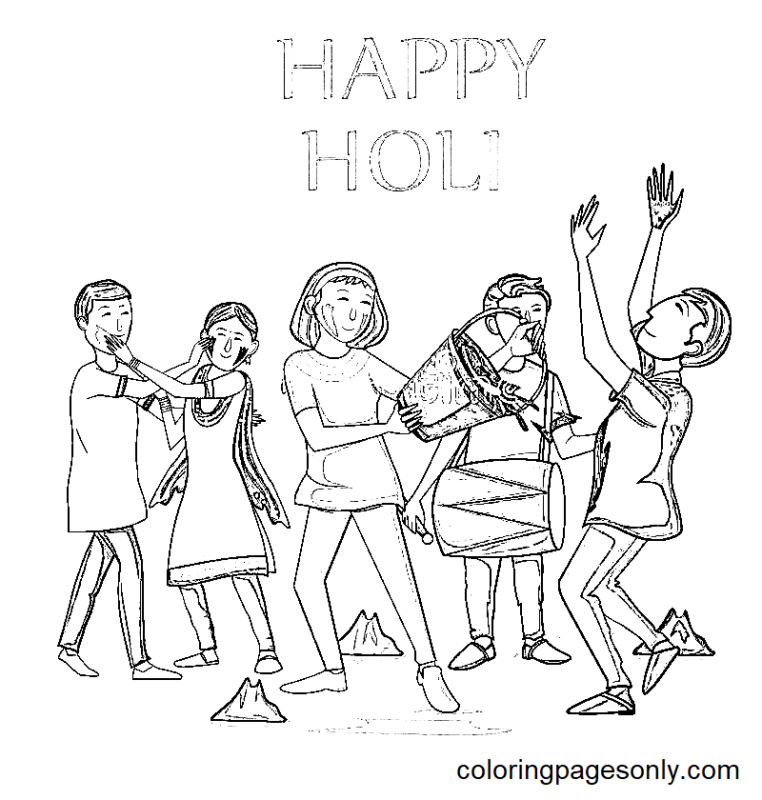 colouring images of holi