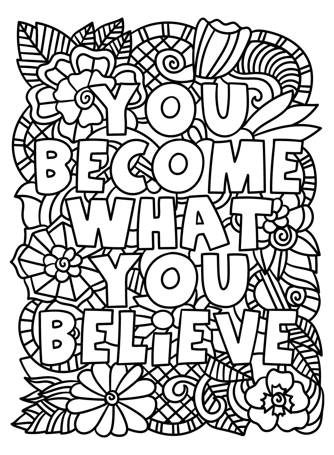 free printable BELIEVE coloring or journal page