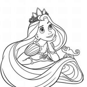 tangled pascal in dress coloring pages