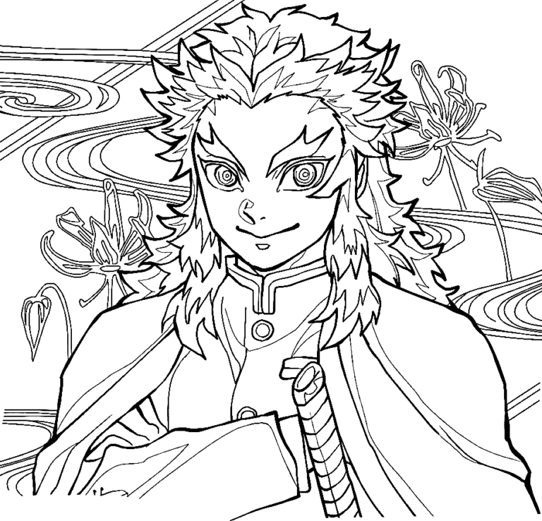 Kyojuro Rengoku Coloring Pages Printable for Free Download