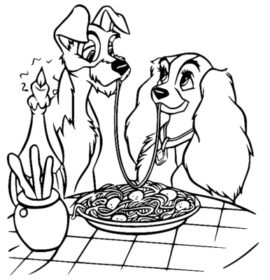 Lady and the Tramp Coloring Pages Printable for Free Download