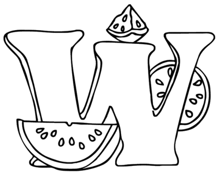 Letter W And Three Pieces Of Watermelonn 