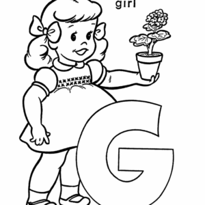 G is for Girls Coloring Page Free Printable, Cursive Font – The Art Kit