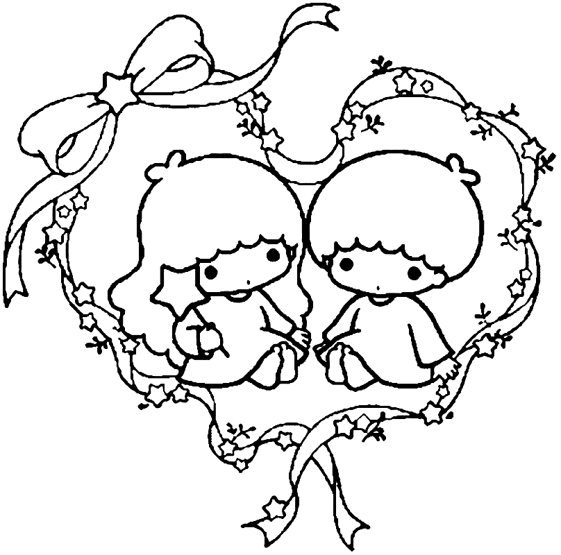 Little Twin Stars Coloring Pages Printable for Free Download