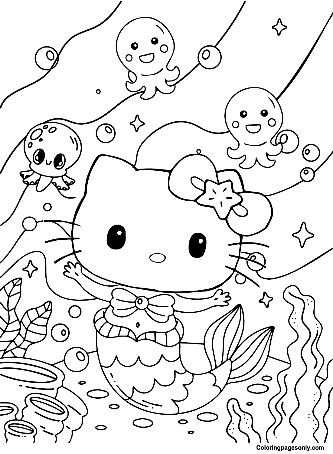 hello kitty fall coloring pages