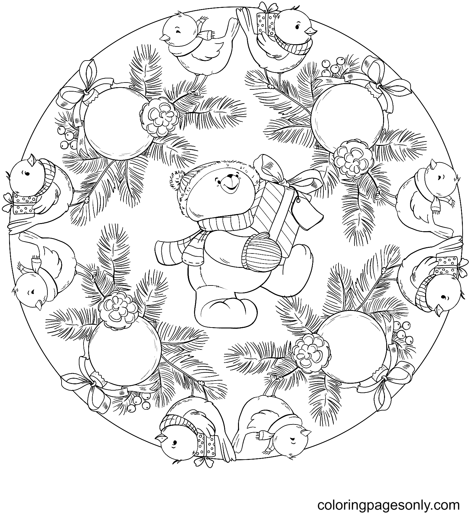 Christmas Mandala Coloring Pages Printable for Free Download