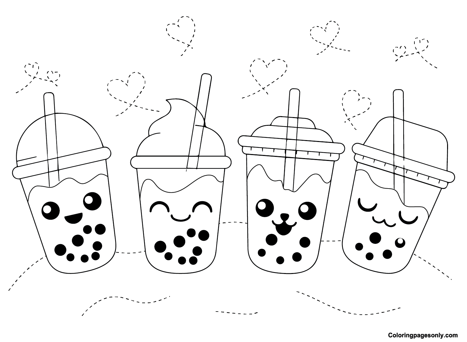 Boba Tea Coloring Pages Printable for Free Download