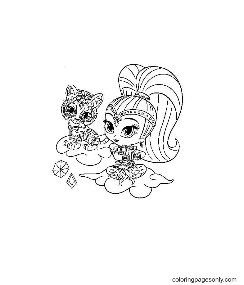 nahal coloring page easy shimmer and shine